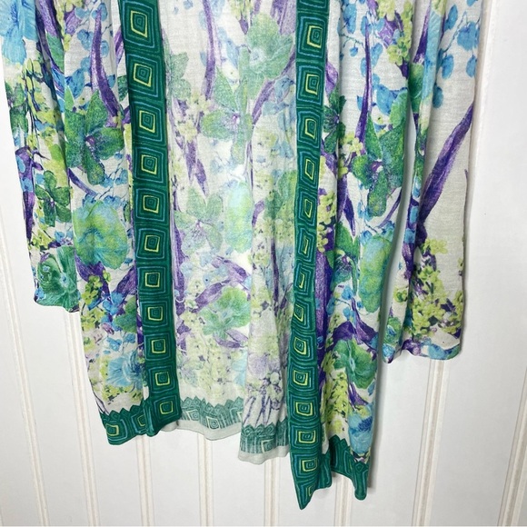 Chicos Botanical Border Brooke Cardigan Sz M/1 448 - Picture 3 of 7